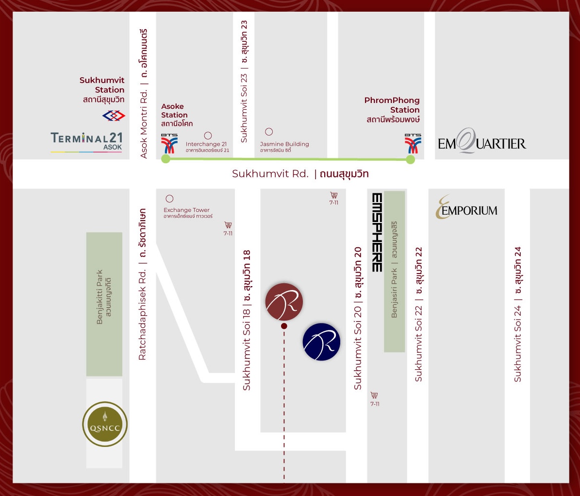 Rembrandt Hotel Bankok Map